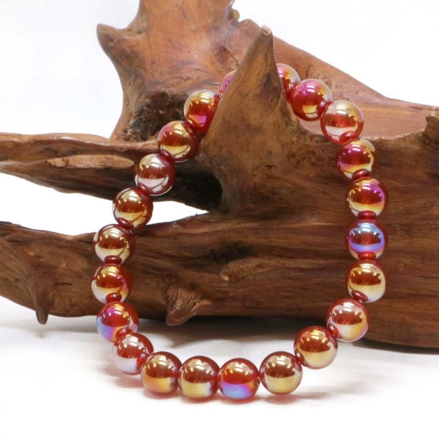 パワーストーン 天然石 ブレスレット レッドアゲートオーラ 丸玉 8mm 数珠 念珠 Bracelet お試し価格 |  | 03