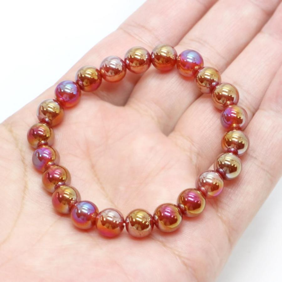 パワーストーン 天然石 ブレスレット レッドアゲートオーラ 丸玉 8mm 数珠 念珠 Bracelet お試し価格 |  | 04