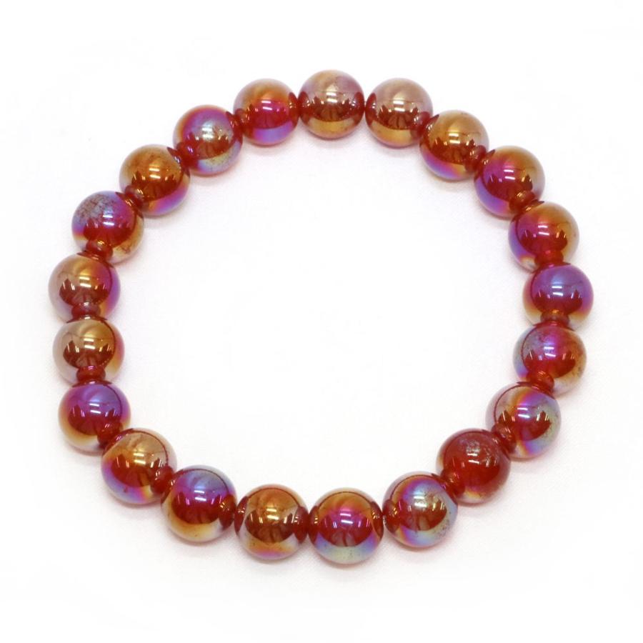 パワーストーン 天然石 ブレスレット レッドアゲートオーラ 丸玉 10mm 数珠 念珠 Bracelet お試し価格 |  | 01