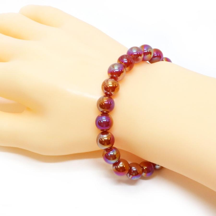 パワーストーン 天然石 ブレスレット レッドアゲートオーラ 丸玉 10mm 数珠 念珠 Bracelet お試し価格 |  | 02