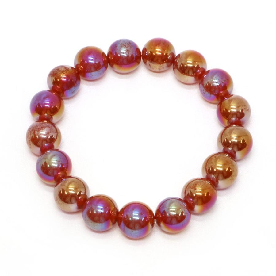 パワーストーン 天然石 ブレスレット レッドアゲートオーラ 丸玉 12mm 数珠 念珠 Bracelet お試し価格 |  | 01