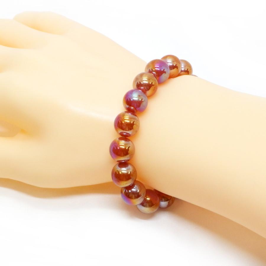 パワーストーン 天然石 ブレスレット レッドアゲートオーラ 丸玉 12mm 数珠 念珠 Bracelet お試し価格 |  | 02