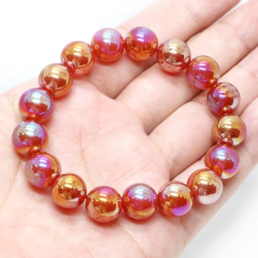 パワーストーン 天然石 ブレスレット レッドアゲートオーラ 丸玉 12mm 数珠 念珠 Bracelet お試し価格 |  | 04