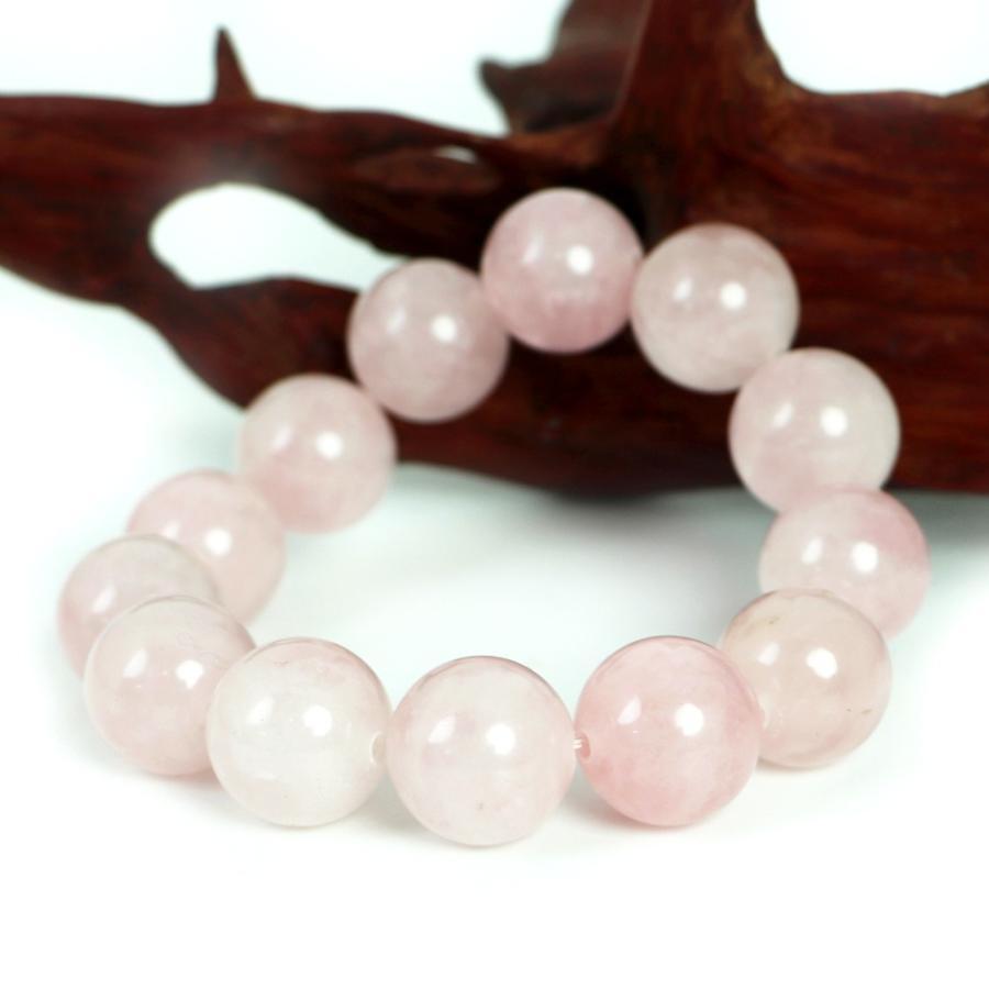パワーストーン 天然石 ブレスレット ローズクォーツ 丸玉 18mm 数珠 念珠 Bracelet お試し価格 |  | 02