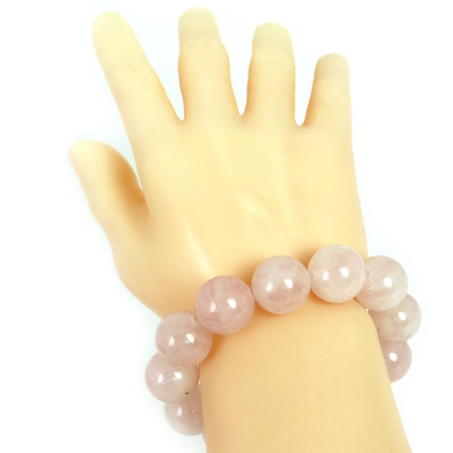 パワーストーン 天然石 ブレスレット ローズクォーツ 丸玉 18mm 数珠 念珠 Bracelet お試し価格 |  | 03