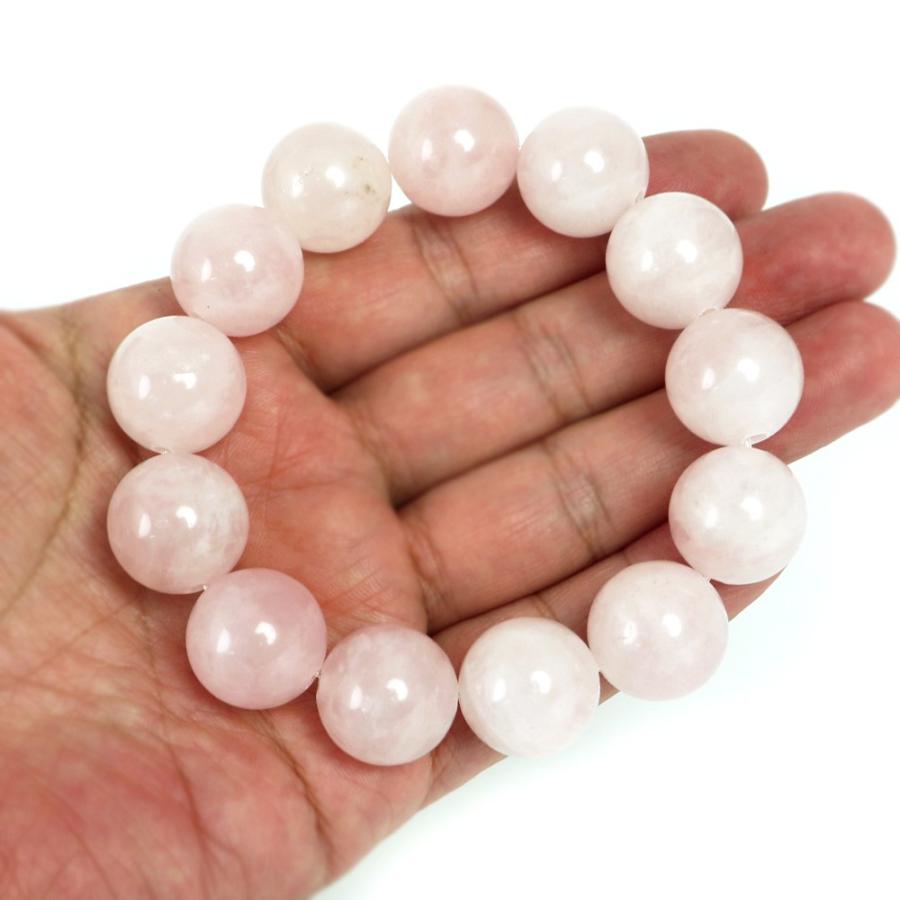 パワーストーン 天然石 ブレスレット ローズクォーツ 丸玉 18mm 数珠 念珠 Bracelet お試し価格 |  | 04