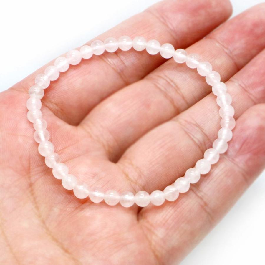パワーストーン 天然石 ブレスレット ローズクォーツ 丸玉 4.5〜5ｍｍ 数珠 念珠 Bracelet お試し価格 |  | 04