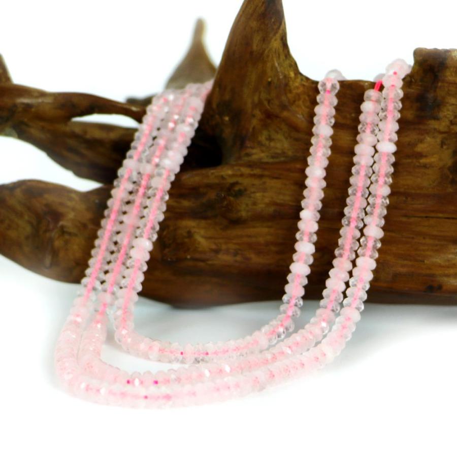 パワーストーン 天然石 ブレスレット ローズクォーツ ボタンカット 2×4mm 数珠 念珠 Bracelet お試し価格 |  | 12