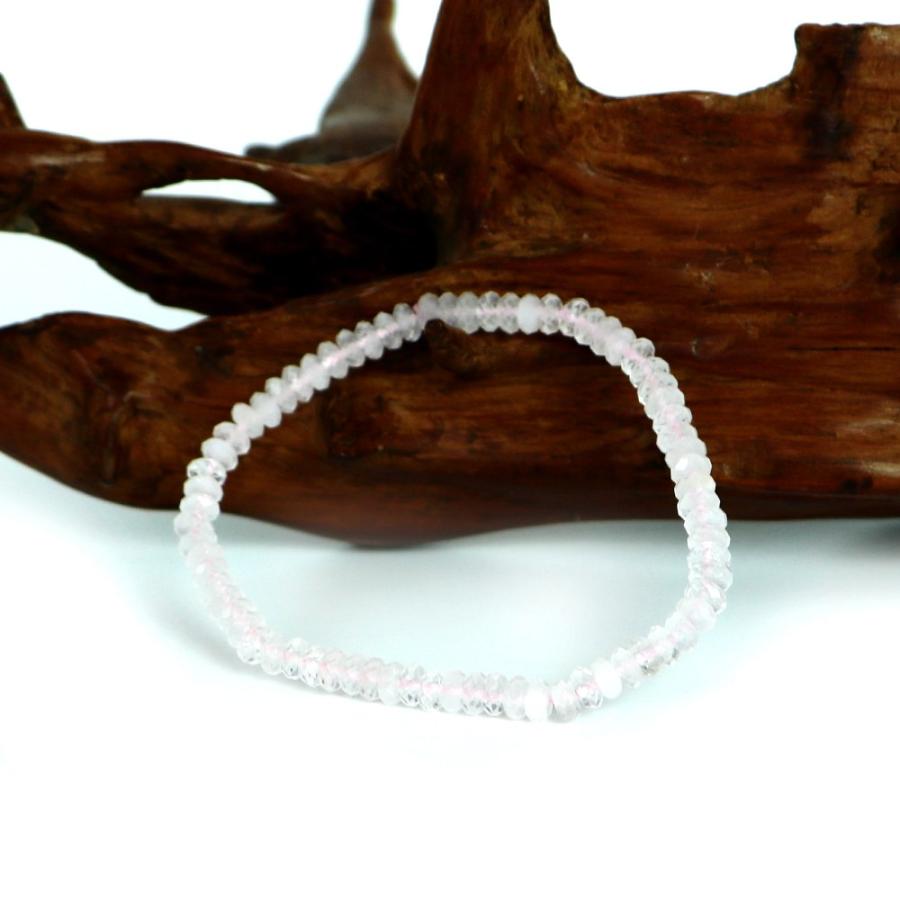 パワーストーン 天然石 ブレスレット ローズクォーツ ボタンカット 2×4mm 数珠 念珠 Bracelet お試し価格 |  | 03
