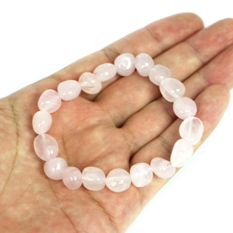 パワーストーン 天然石 ブレスレット ローズクォーツ タンブル 横幅/約10ｍｍ 数珠 念珠 Bracelet お試し価格 |  | 04