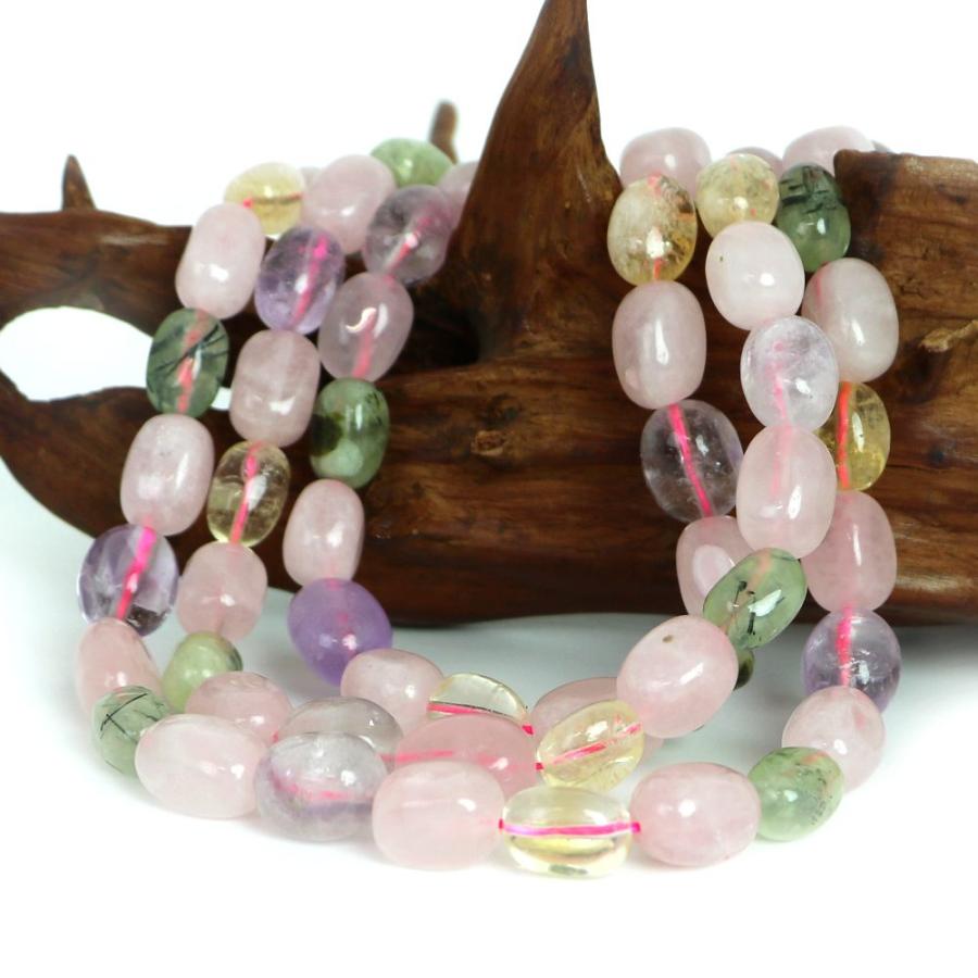 パワーストーン 天然石 ブレスレット ミックスクリスタル タンブル 横幅/約10ｍｍ 数珠 念珠 Bracelet お試し価格 |  | 11