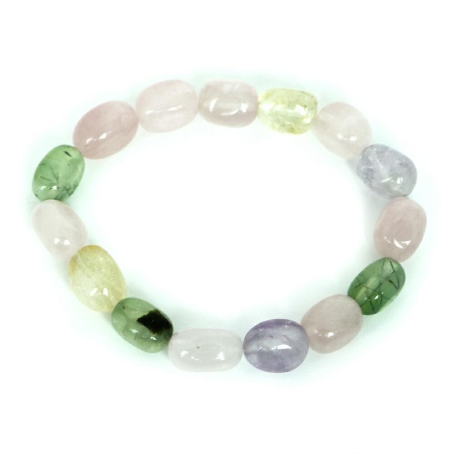 パワーストーン 天然石 ブレスレット ミックスクリスタル タンブル 横幅/約10ｍｍ 数珠 念珠 Bracelet お試し価格 |  | 01