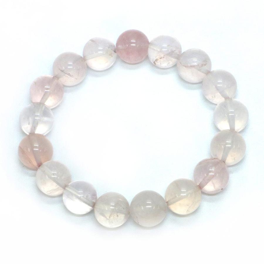 パワーストーン 天然石 ブレスレット ローズクォーツ(クリア) 丸玉 12mm 数珠 念珠 Bracelet お試し価格 |  | 01
