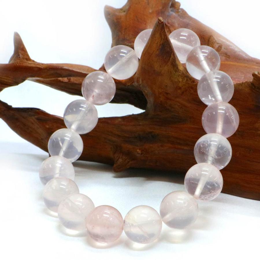 パワーストーン 天然石 ブレスレット ローズクォーツ(クリア) 丸玉 12mm 数珠 念珠 Bracelet お試し価格 |  | 03