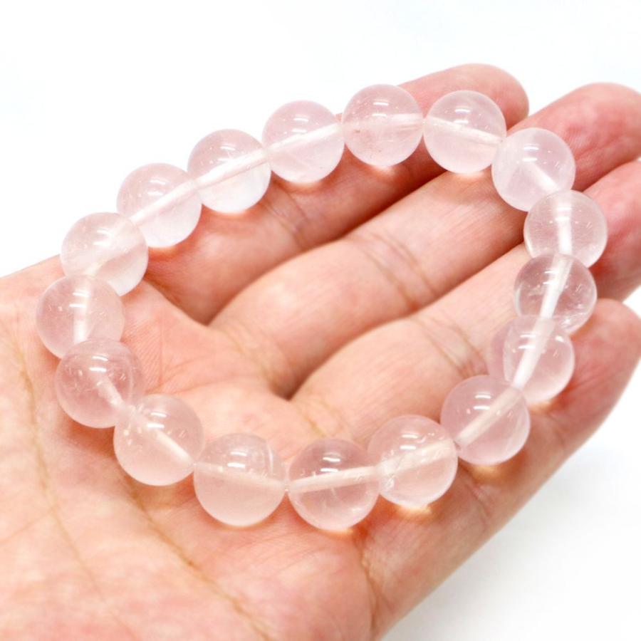 パワーストーン 天然石 ブレスレット ローズクォーツ(クリア) 丸玉 12mm 数珠 念珠 Bracelet お試し価格 |  | 04