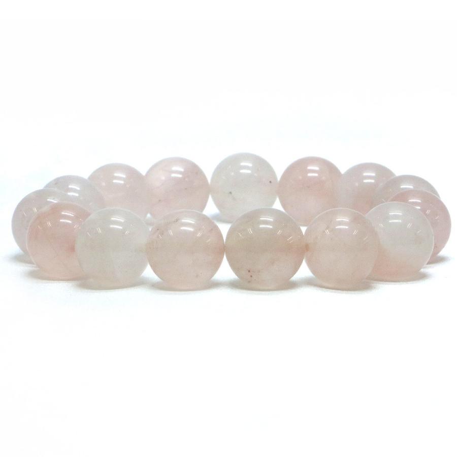 パワーストーン 天然石 ブレスレット ローズクォーツ 丸玉 14〜14.5mm 数珠 念珠 Bracelet お試し価格 | 