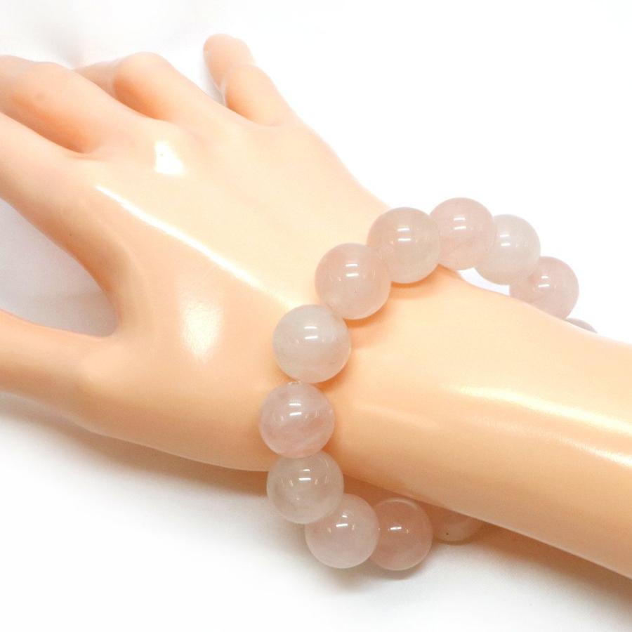 パワーストーン 天然石 ブレスレット ローズクォーツ 丸玉 14〜14.5mm 数珠 念珠 Bracelet お試し価格 |  | 02
