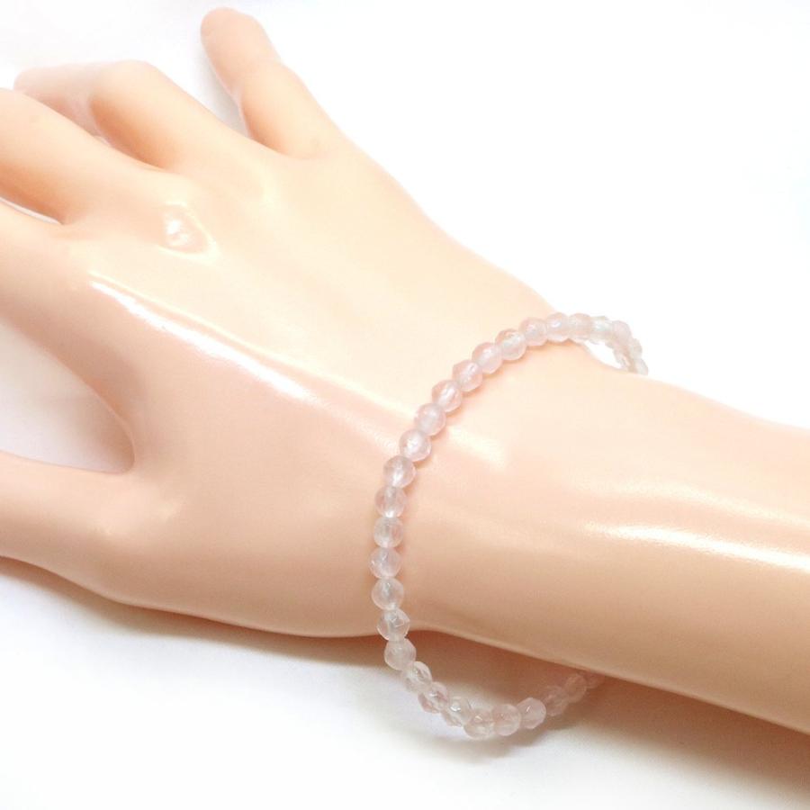 パワーストーン 天然石 ブレスレット ローズクォーツ カット 4mm 数珠 念珠 Bracelet お試し価格 |  | 02