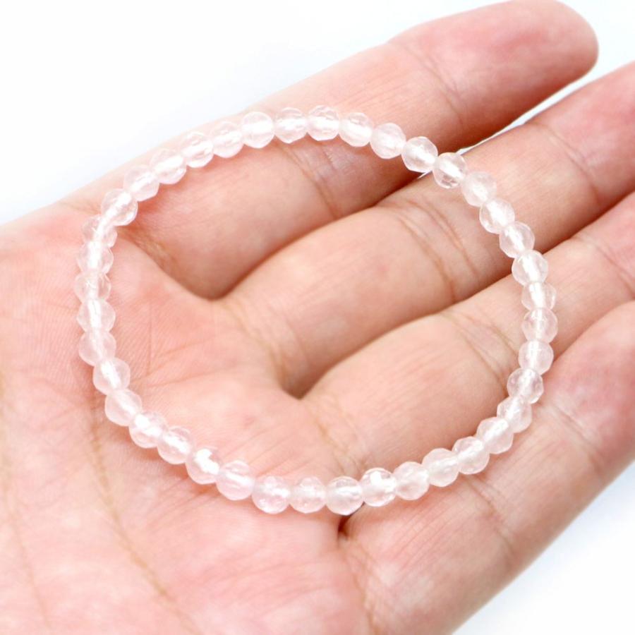 パワーストーン 天然石 ブレスレット ローズクォーツ カット 4mm 数珠 念珠 Bracelet お試し価格 |  | 04