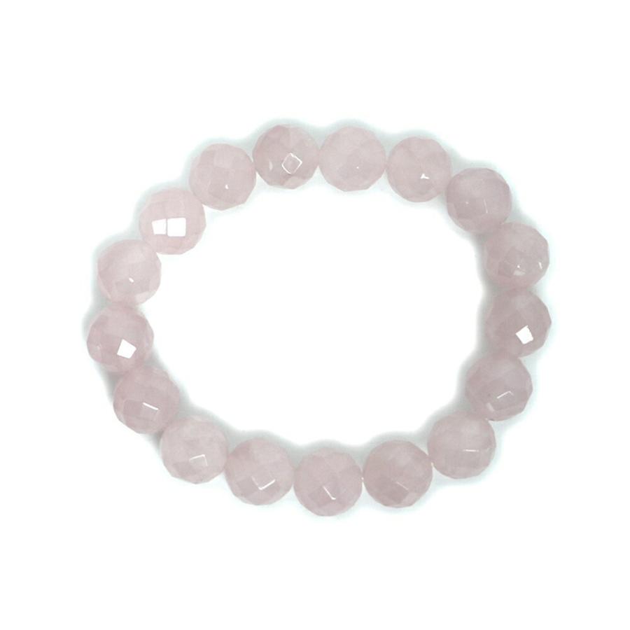 パワーストーン 天然石 ブレスレット ローズクォーツ（ミルキーカラー） カット 10ｍｍ 数珠 念珠 Bracelet お試し価格 |  | 01