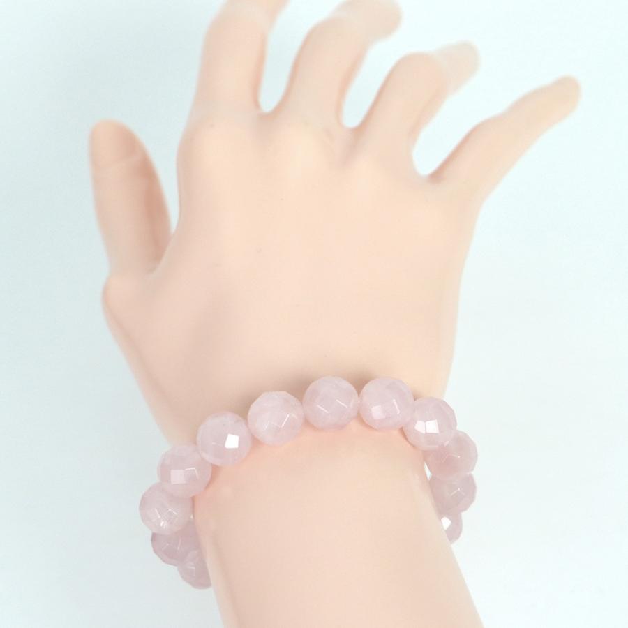 パワーストーン 天然石 ブレスレット ローズクォーツ（ミルキーカラー） カット 10ｍｍ 数珠 念珠 Bracelet お試し価格 |  | 03