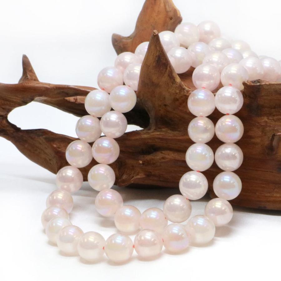 パワーストーン 天然石 ブレスレット ローズクォーツオーラ 丸玉 10mm 数珠 念珠 Bracelet お試し価格 |  | 11