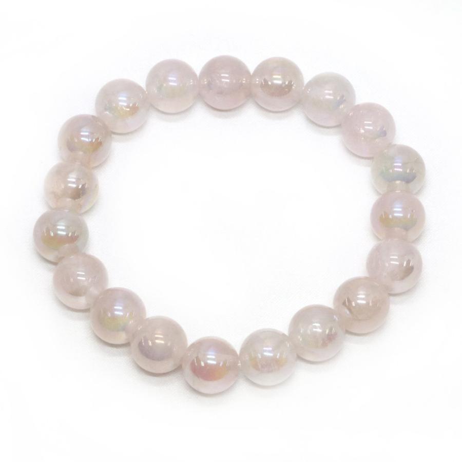 パワーストーン 天然石 ブレスレット ローズクォーツオーラ 丸玉 10mm 数珠 念珠 Bracelet お試し価格 |  | 01