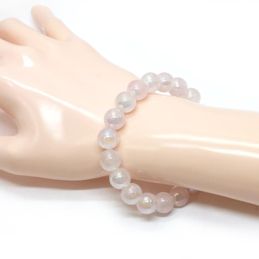 パワーストーン 天然石 ブレスレット ローズクォーツオーラ 丸玉 10mm 数珠 念珠 Bracelet お試し価格 |  | 02