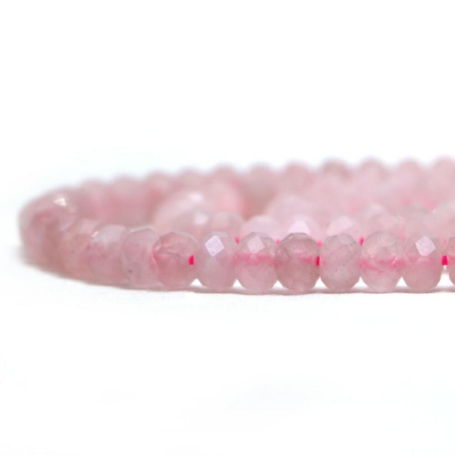 パワーストーン 天然石 ブレスレット ローズクォーツ ボタンカット 4×6mm 数珠 念珠 Bracelet お試し価格 |  | 10