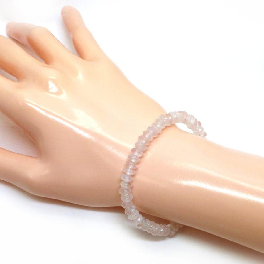 パワーストーン 天然石 ブレスレット ローズクォーツ ボタンカット 4×6mm 数珠 念珠 Bracelet お試し価格 |  | 02