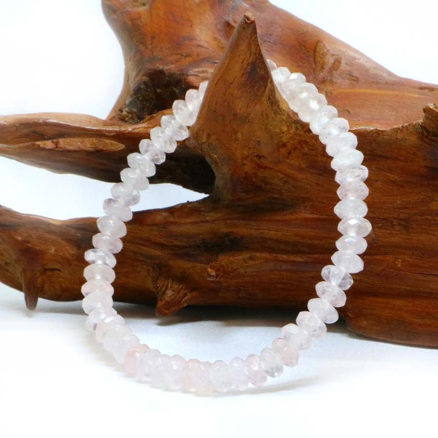 パワーストーン 天然石 ブレスレット ローズクォーツ ボタンカット 4×6mm 数珠 念珠 Bracelet お試し価格 |  | 03