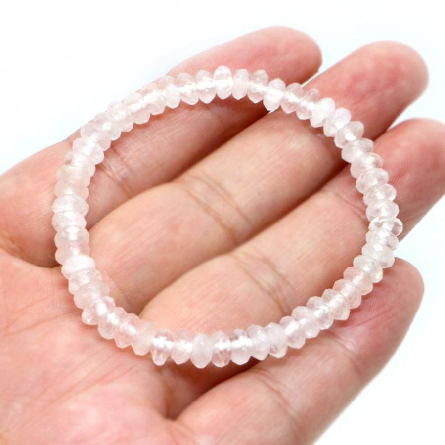パワーストーン 天然石 ブレスレット ローズクォーツ ボタンカット 4×6mm 数珠 念珠 Bracelet お試し価格 |  | 04