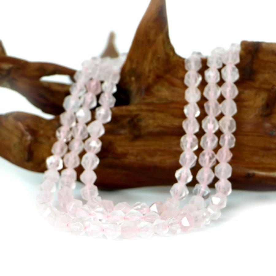 パワーストーン 天然石 ブレスレット ローズクォーツ ダイヤカット 6mm 数珠 念珠 Bracelet お試し価格 |  | 11