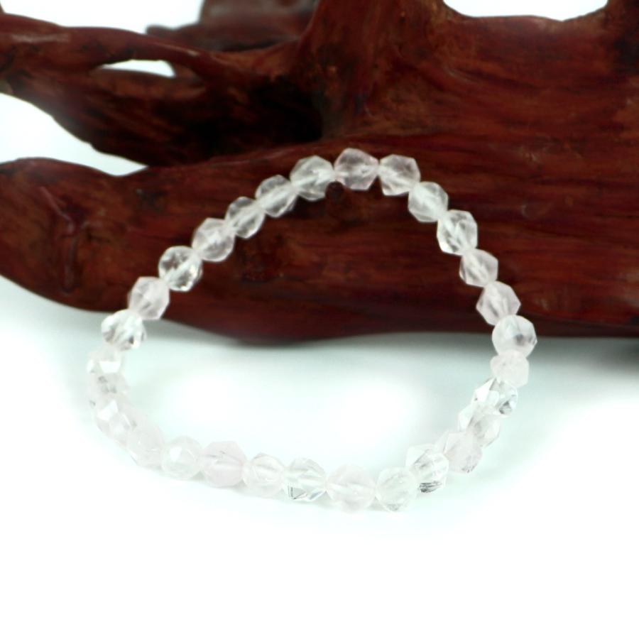 パワーストーン 天然石 ブレスレット ローズクォーツ ダイヤカット 6mm 数珠 念珠 Bracelet お試し価格 |  | 03