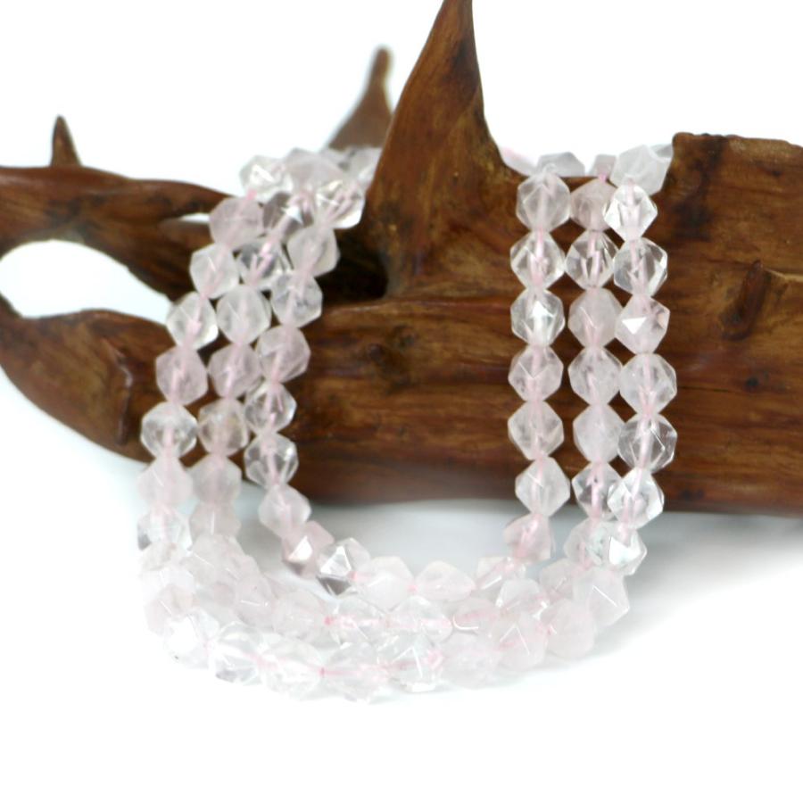 パワーストーン 天然石 ブレスレット ローズクォーツ ダイヤカット 8mm 数珠 念珠 Bracelet お試し価格 |  | 11