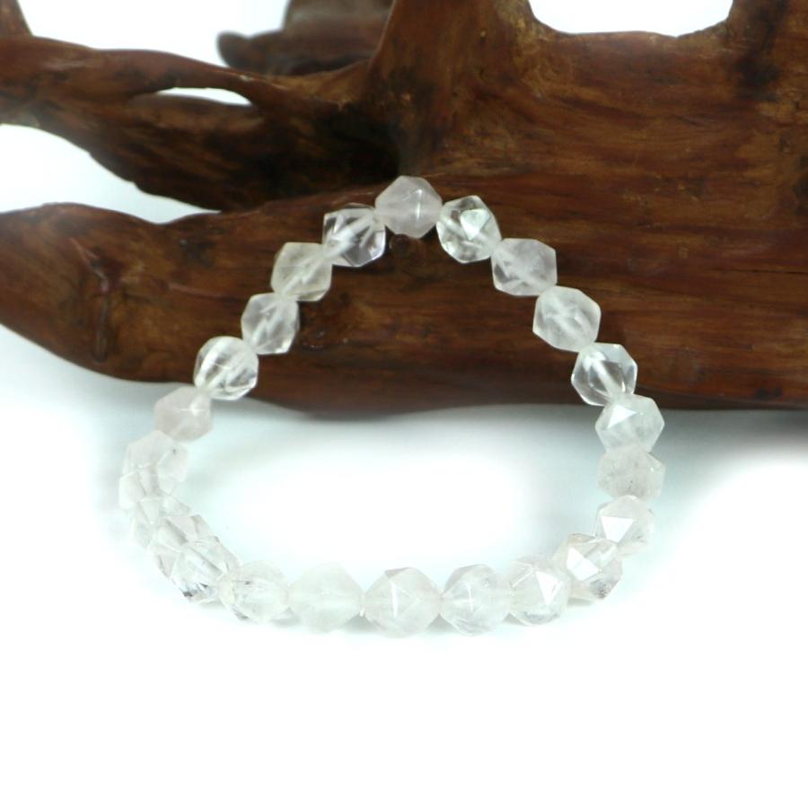 パワーストーン 天然石 ブレスレット ローズクォーツ ダイヤカット 8mm 数珠 念珠 Bracelet お試し価格 |  | 03