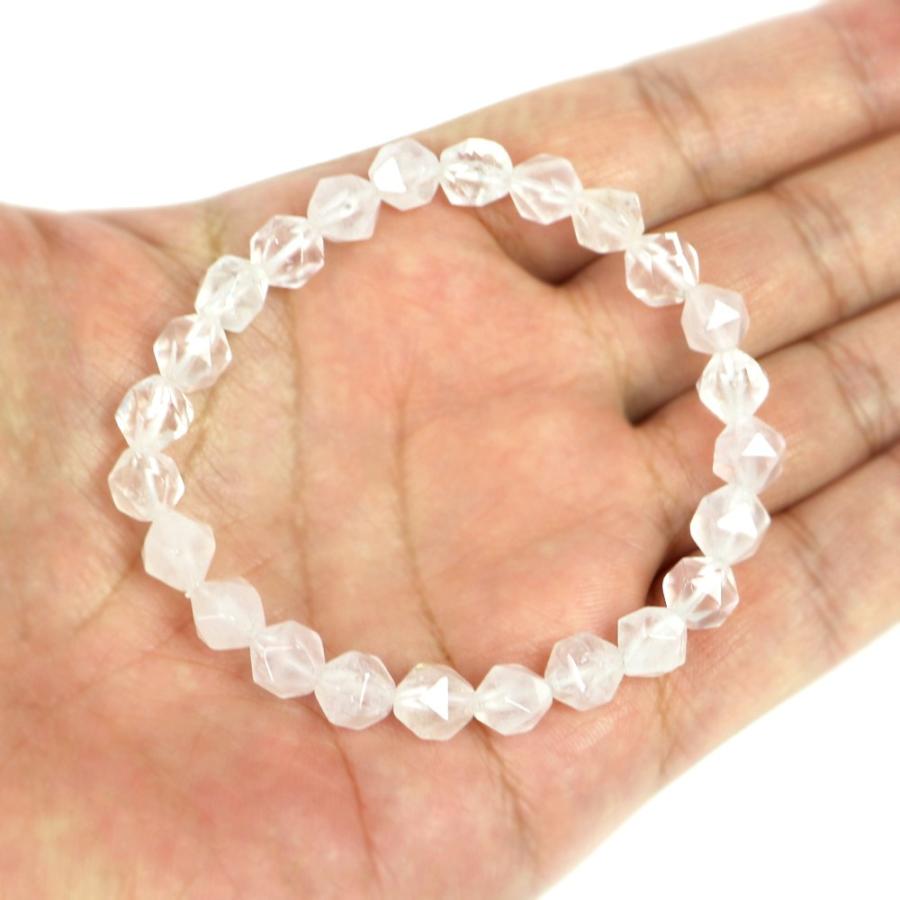 パワーストーン 天然石 ブレスレット ローズクォーツ ダイヤカット 8mm 数珠 念珠 Bracelet お試し価格 |  | 04