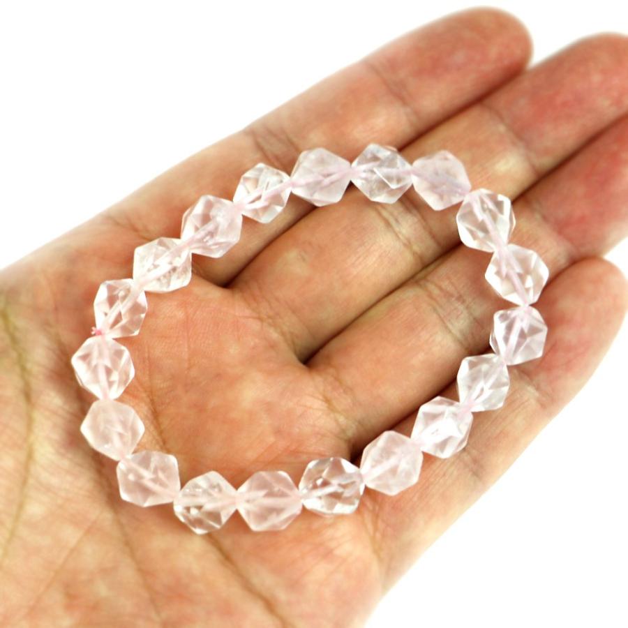 パワーストーン 天然石 ブレスレ ット ローズクォーツ【ダイヤカット】9mm 数珠 念珠 Bracelet お試し価 格 |  | 04