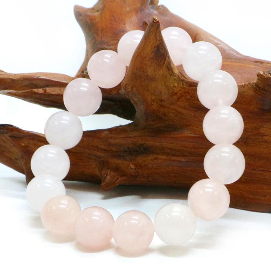 パワーストーン 天然石 ブレスレット ローズクォーツ 丸玉 12mm 数珠 念珠 Bracelet お試し価格 |  | 03