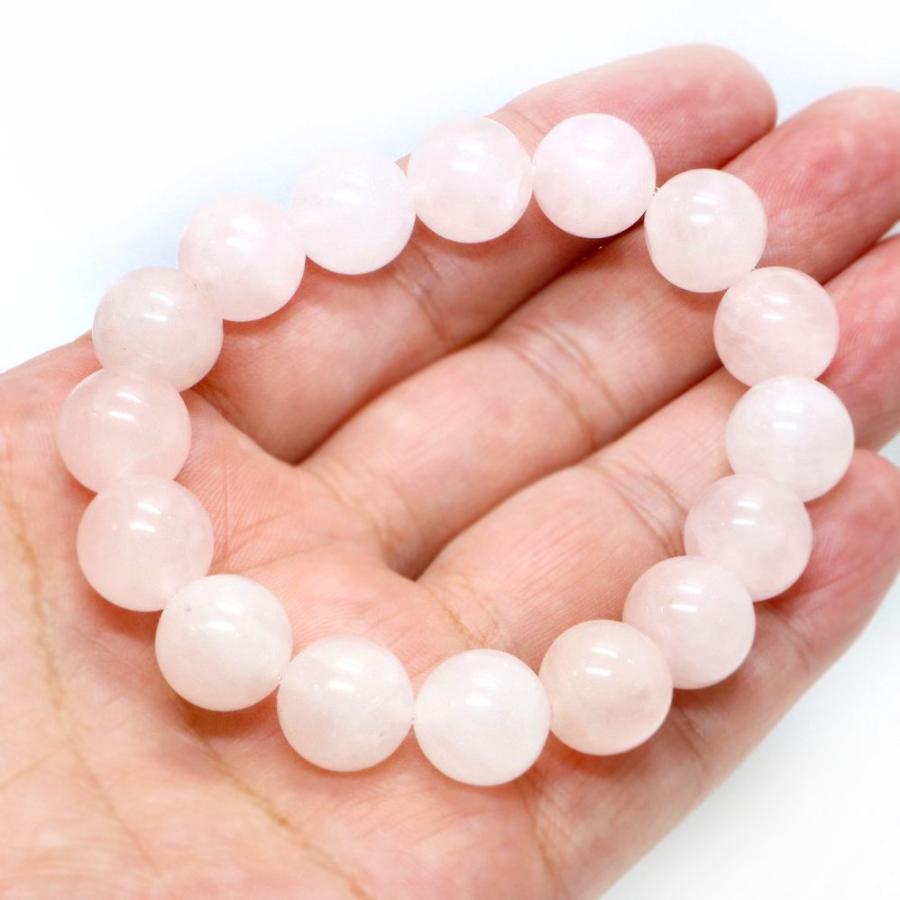 パワーストーン 天然石 ブレスレット ローズクォーツ 丸玉 12mm 数珠 念珠 Bracelet お試し価格 |  | 04