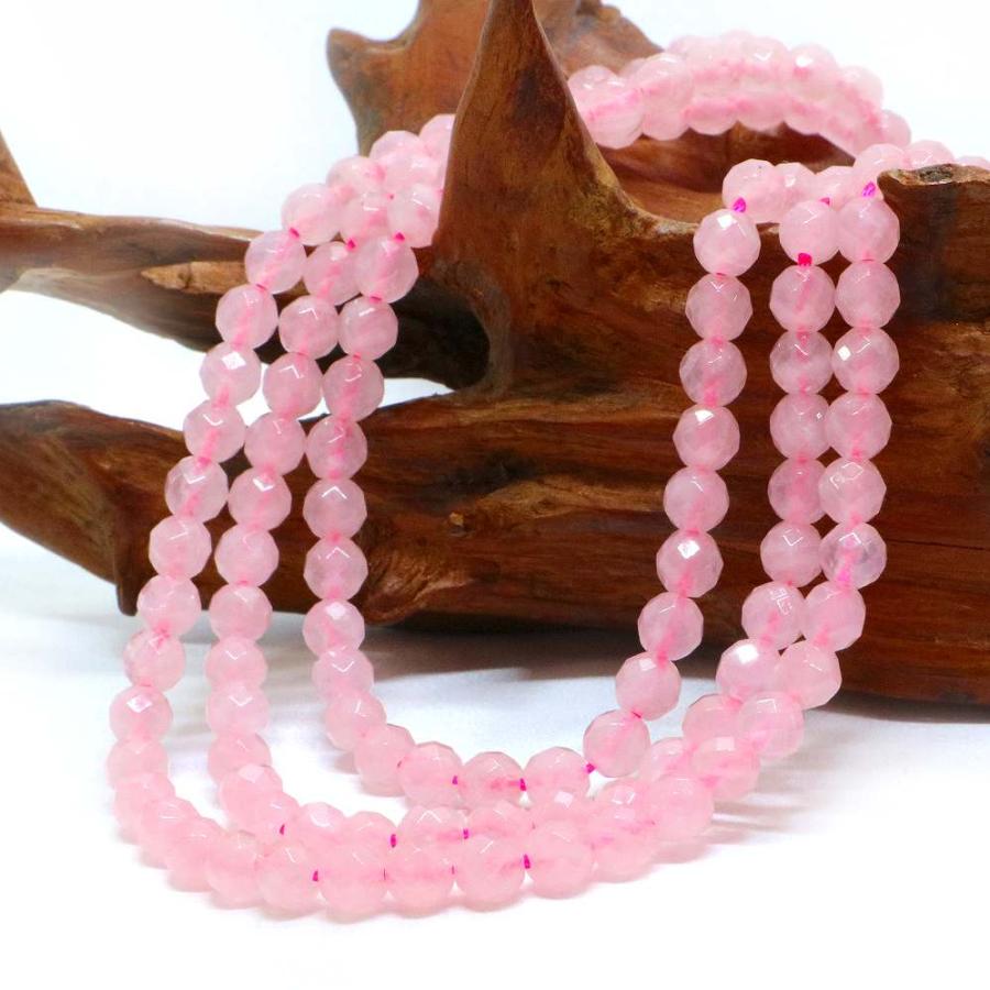 パワーストーン 天然石 ブレスレット ローズクォーツ カット 6mm 数珠 念珠 Bracelet お試し価格 |  | 11