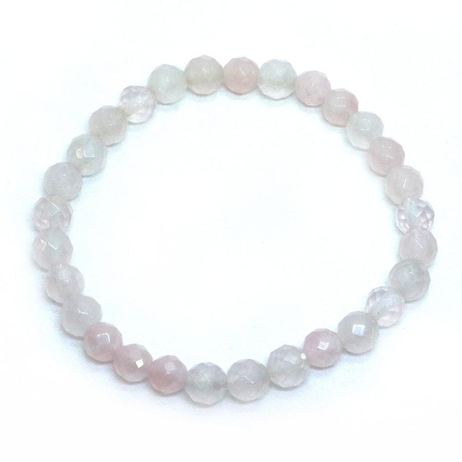 パワーストーン 天然石 ブレスレット ローズクォーツ カット 6mm 数珠 念珠 Bracelet お試し価格 |  | 01