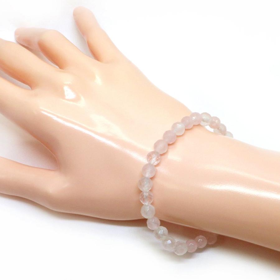 パワーストーン 天然石 ブレスレット ローズクォーツ カット 6mm 数珠 念珠 Bracelet お試し価格 |  | 02