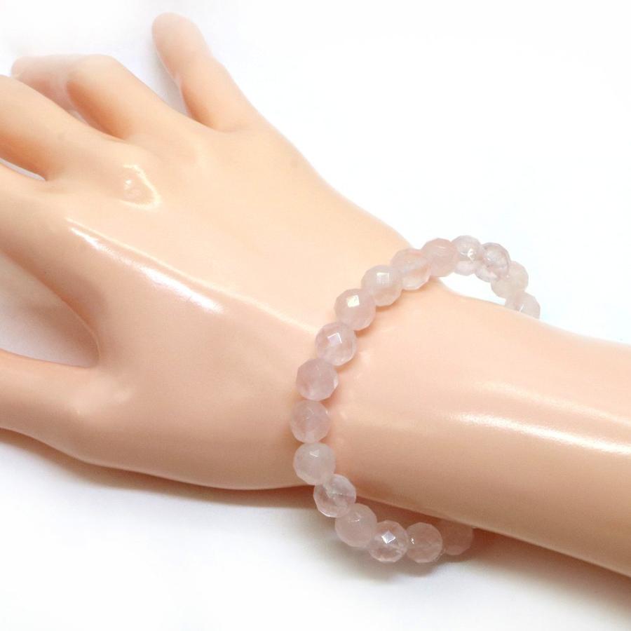 パワーストーン 天然石 ブレスレット ローズクォーツ カット 8mm 数珠 念珠 Bracelet お試し価格 |  | 02