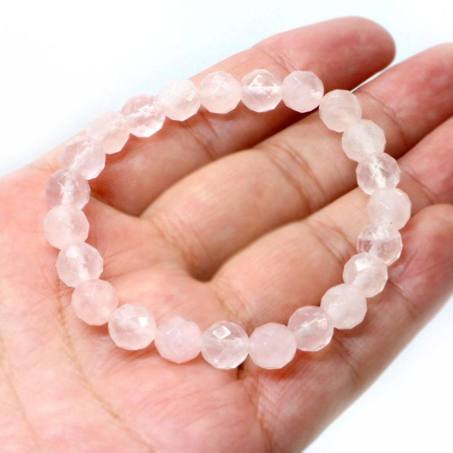 パワーストーン 天然石 ブレスレット ローズクォーツ カット 8mm 数珠 念珠 Bracelet お試し価格 |  | 04
