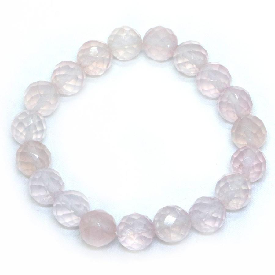 パワーストーン 天然石 ブレスレット ローズクォーツ カット 10mm 数珠 念珠 Bracelet お試し価格 |  | 01