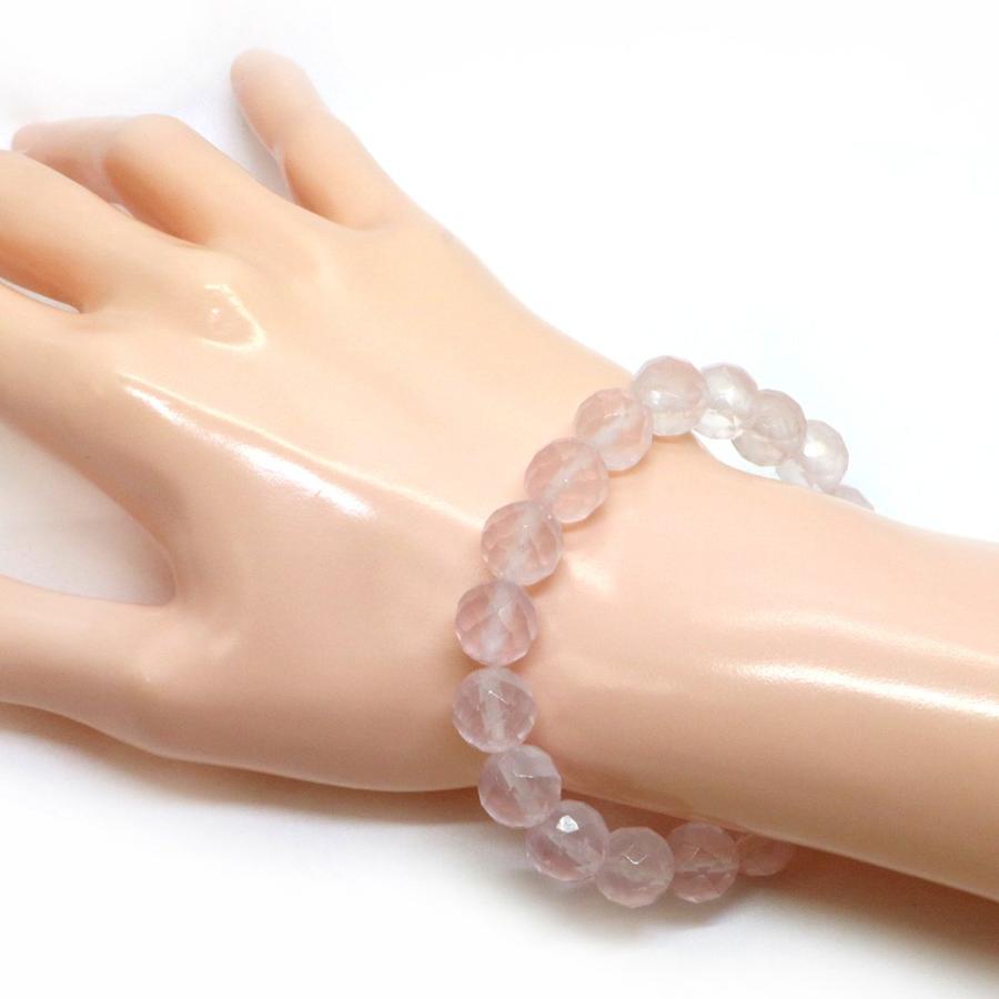 パワーストーン 天然石 ブレスレット ローズクォーツ カット 10mm 数珠 念珠 Bracelet お試し価格 |  | 02