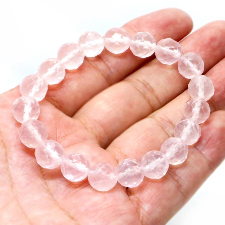 パワーストーン 天然石 ブレスレット ローズクォーツ カット 10mm 数珠 念珠 Bracelet お試し価格 |  | 04