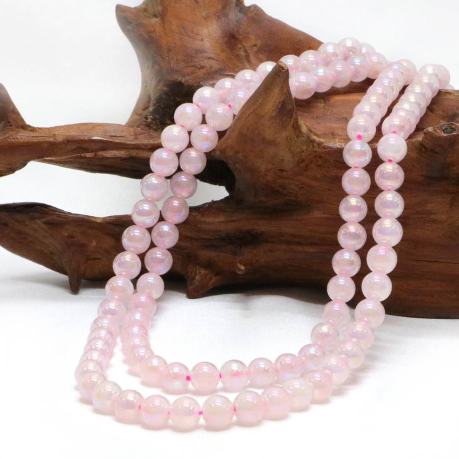 パワーストーン 天然石 ブレスレット ローズクォーツオーラ 丸玉 6mm 数珠 念珠 Bracelet お試し価格 |  | 11