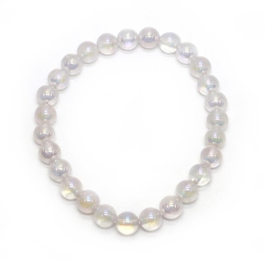 パワーストーン 天然石 ブレスレット ローズクォーツオーラ 丸玉 6mm 数珠 念珠 Bracelet お試し価格 |  | 01